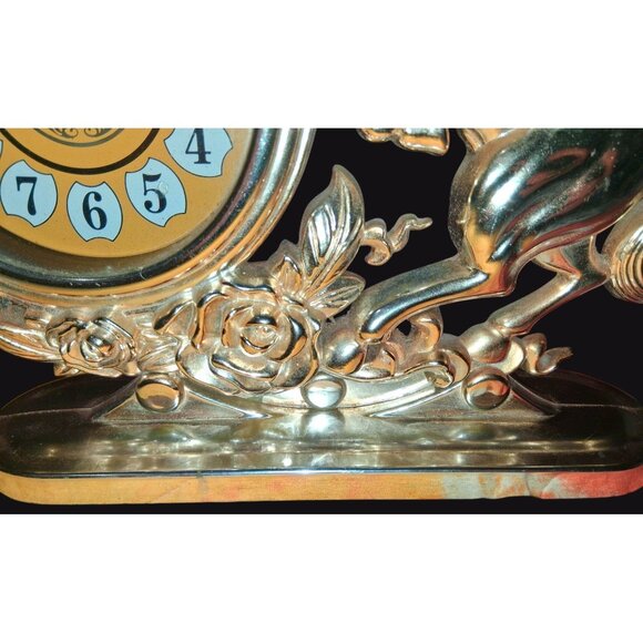 Vintage Pegasus Unicorn Mcm Horse Quartz Table Clock - Picture 4 of 11